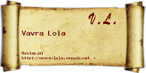 Vavra Lola névjegykártya